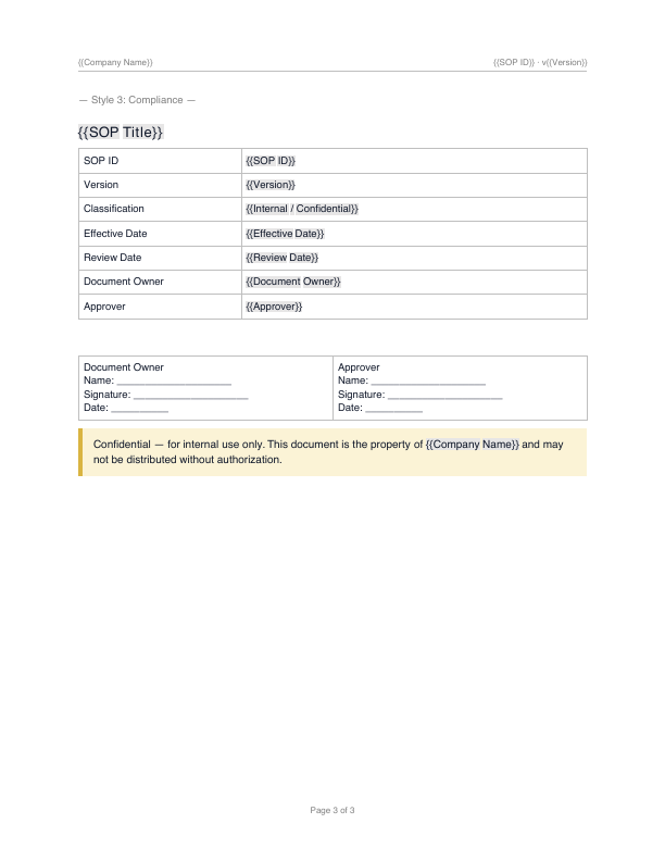 SOP Cover Page — page 3 of 3 of the PDF download